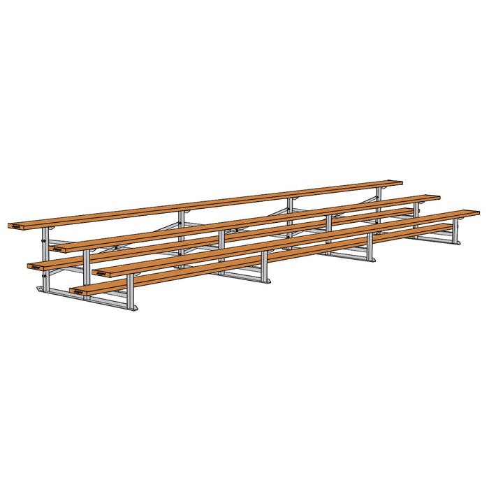 Jaypro Bleacher (3 Row - Single Foot Plank) - Standard, Outdoor (Powder Coated)