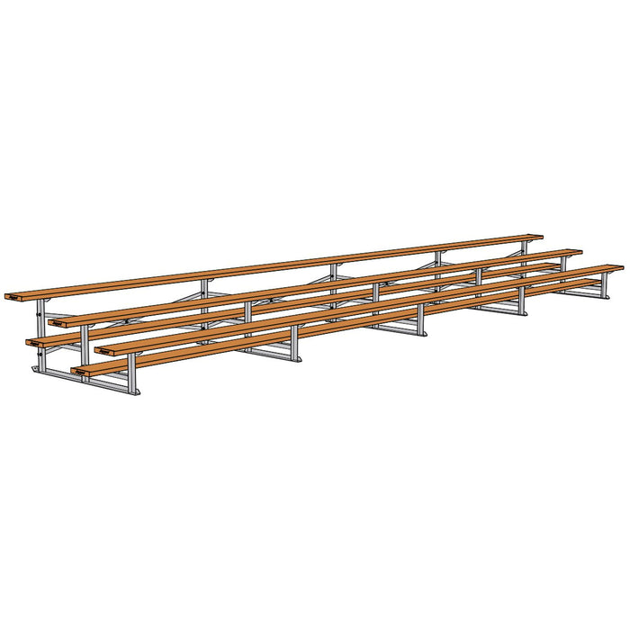 Jaypro Bleacher (3 Row - Single Foot Plank) - Standard, Outdoor (Powder Coated)