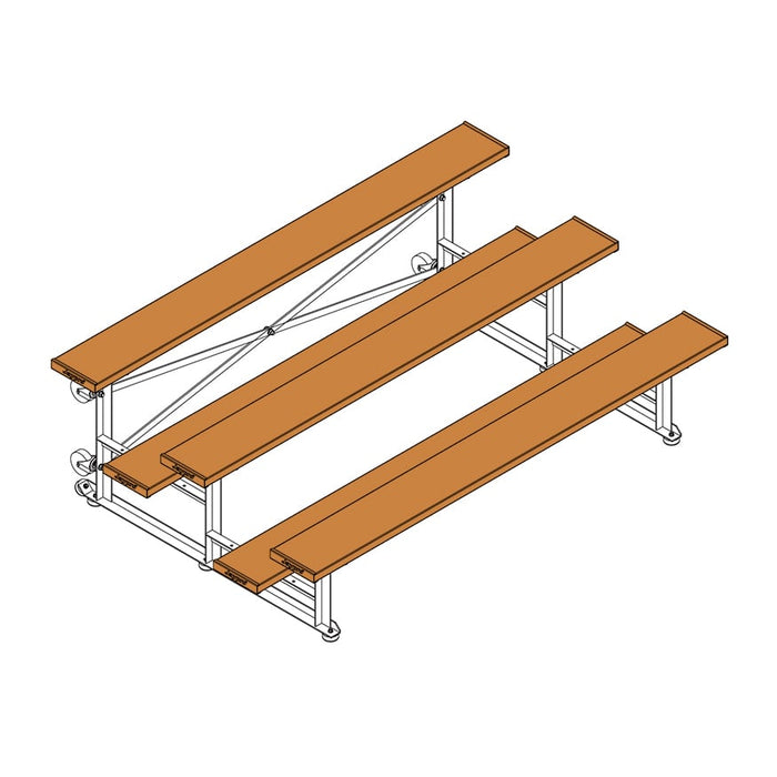 Jaypro Bleacher (3 Row - Single Foot Plank) - Tip & Roll (Powder Coated)