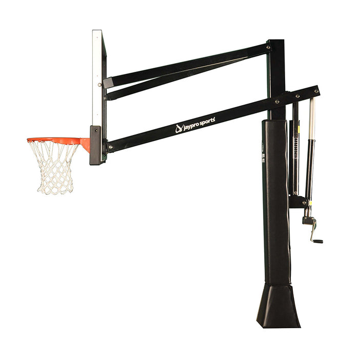 Jaypro Basketball System - Titan Adjustable Series Tempered Glass Backboard, Playground Goal, and Edge/Protector Padding