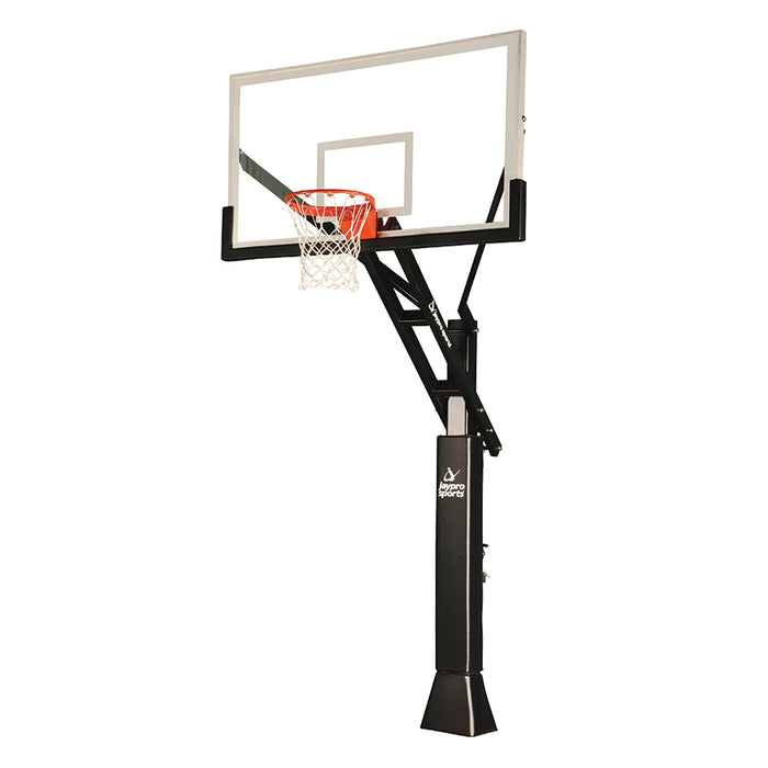 Jaypro Basketball System - Titan Adjustable Series (6 in.x 6 in. Pole with 4 ft. Offset) - 72 in. Acrylic Backboard, Breakaway Playground Goal, and Edge/Protector Padding