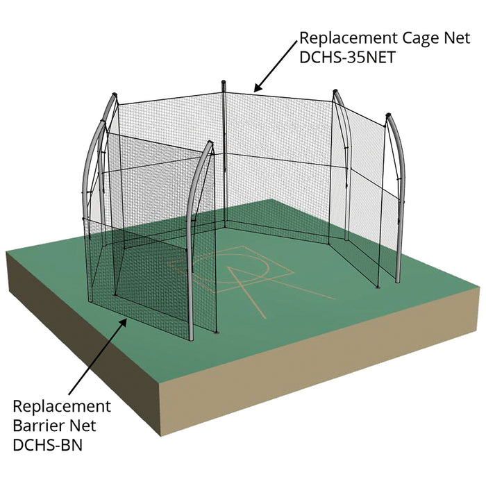 Jaypro Discus Cage - Replacement Cage Net (1-7/8 in. Sq. #42 Nylon Net) (55 ft.L x 14 ft.H) (Black)