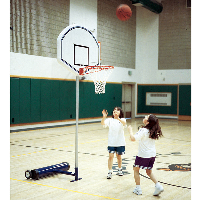 Jaypro Basketball - 7 ft.H Elementary Backboard Adapter - (35 in.) Graphite Fan Backboard, Economy Single Rim Goal