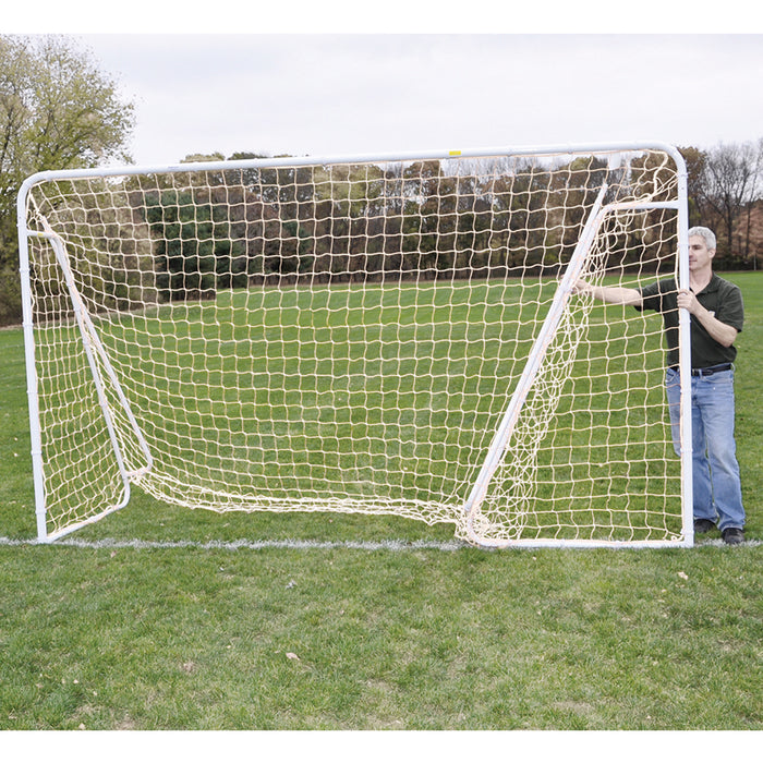 Jaypro Soccer Goal (Indoor/Outdoor) - Steel - Folding Soccer Goal (7 ft.H x 12 ft.W x 4 ft.D) - Portable - Youth/Junior (White)