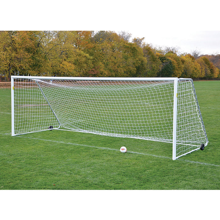 Jaypro Soccer Goal - Classic Official Round Goal Package (8 ft.H x 24 ft.W x 4 ft. x 10 ft.) - NFHS, NCAA, FIFA Compliant