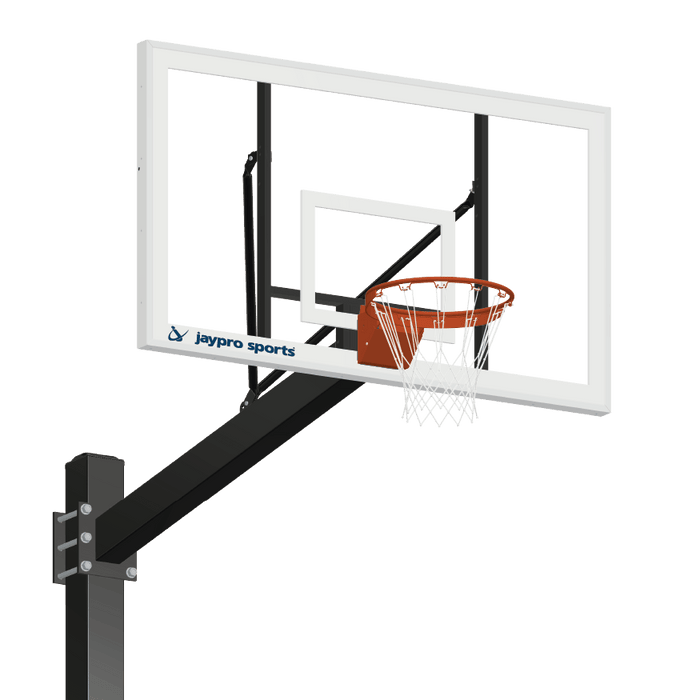 Jaypro Basketball System - Titan (Powder Coated) Black (6 in. x 6 in. Pole with 6 ft. Offset) - 72 in. Acrylic Backboard - Flex Rim Goal