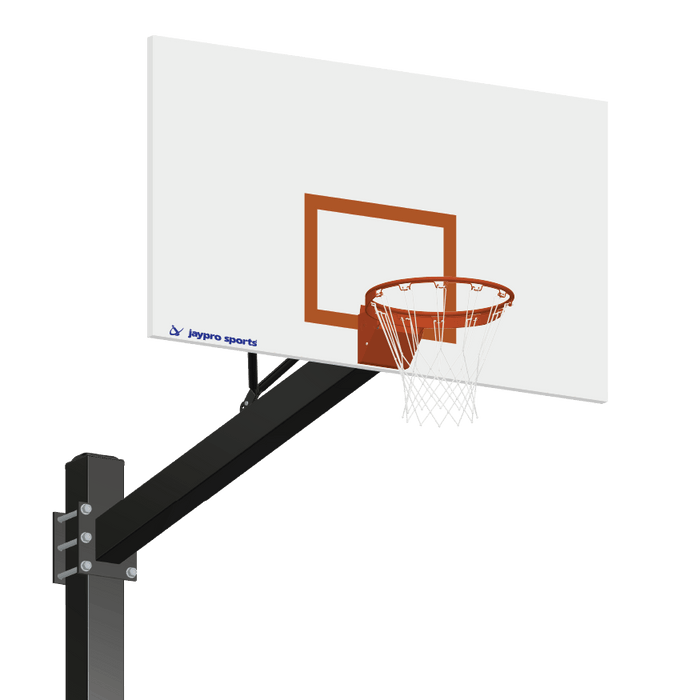 Jaypro Basketball System - Titan (Powder Coated) Black (6 in. x 6 in. Pole with 6 ft. Offset) - 72 in. Steel Backboard - Flex Rim Goal