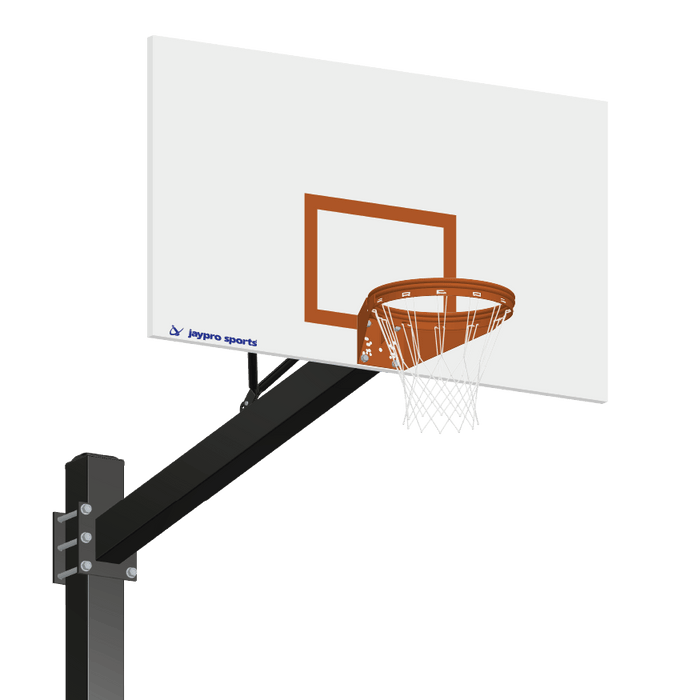 Jaypro Basketball System - Titan (Powder Coated) Black (6 in. x 6 in. Pole with 6 ft. Offset) - 72 in. Steel Backboard - Playground Goal