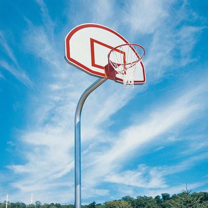 Jaypro Basketball System - Gooseneck (3-1/2 in. Pole with 36 in. Offset) - 54 in. Aluminum Fan - Single Rim Goal (Galvanized)