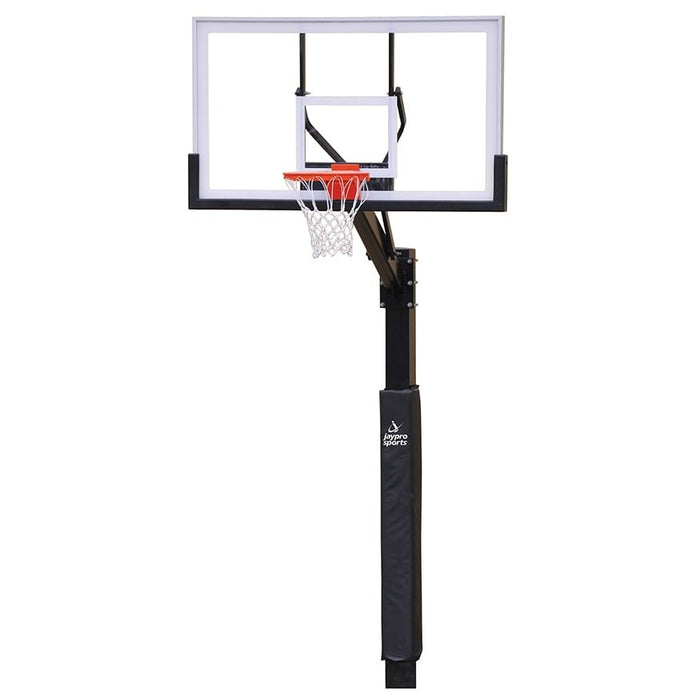 Jaypro Basketball System - The Church Yard - (4 in. Sq. Pole with 40 in. in.Play Safe in. Area) - 48 in. Acrylic Backboard, Flex Goal, and Edge/Protector Padding