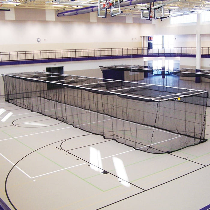 Jaypro Batting Cages - Ceiling Suspended, Retractable (70 ft.L x 12 ft.W x 11 ft.H) - (1-3/4 in. Mesh - Baseball) (Black)