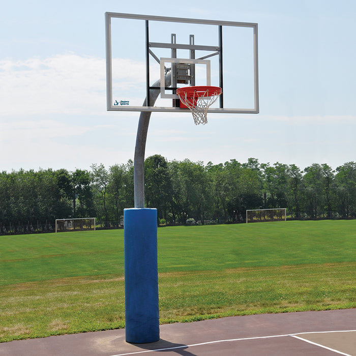 Jaypro Basketball System - Gooseneck with Hoop Rejuvenator - (4-1/2 in. Pole with 48 in. Offset) Backboard, Playground Breakaway Goal