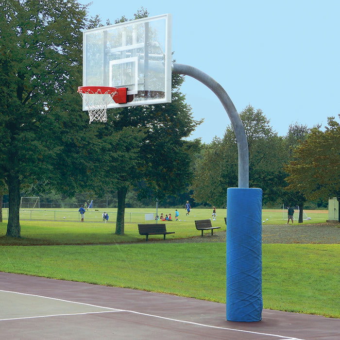 Jaypro Basketball System - Gooseneck with Hoop Rejuvenator - (4-1/2 in. Pole with 48 in. Offset) Backboard, Playground Breakaway Goal