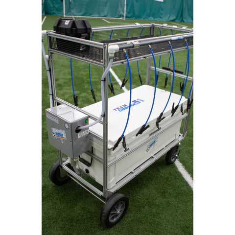 Wheelin Water 10 Team Cooler 51 Gallon, 10 Hose Water Hydration Cart